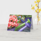 マザーズデイピンクのベゴニアの散水缶 カード (黄色い花)