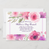 マザーズデイピンクパープルウォーターカラーフローラ 招待状 (正面)