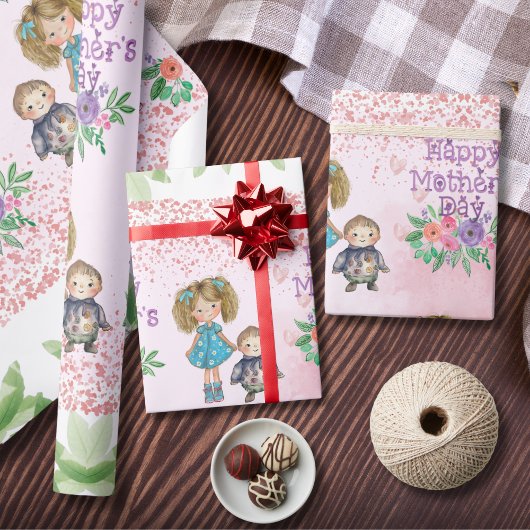 マザーズデイピンクフローララッピング紙 ラッピングペーパー