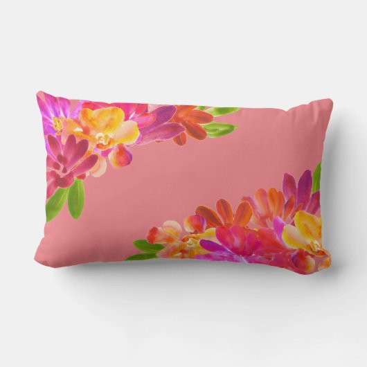 マザーズデイピンクブライト花模様ズマム ランバークッション (裏面)