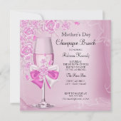 マザーズデイピンクローズかわいらしシャンパンブランチ 招待状 (正面)