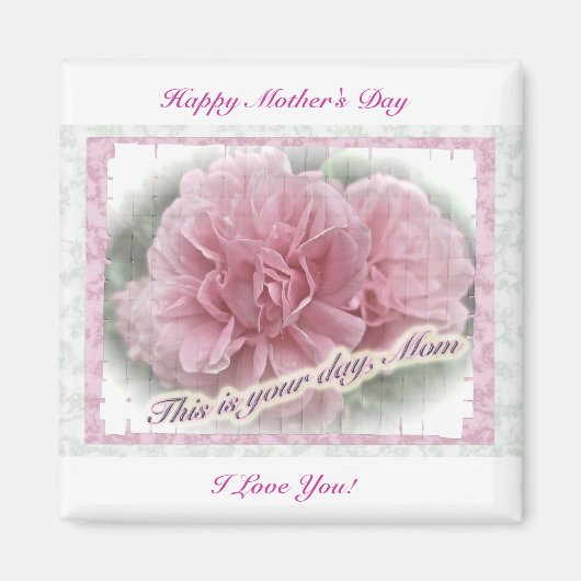 マザーズデイピンク登山バラの花 マグネット (正面)