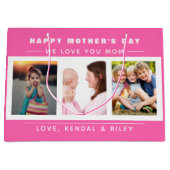 マザーズデイフォトコラージュピンクカスタム ラージペーパーバッグ (正面)