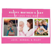 マザーズデイフォトコラージュピンクカスタム ラージペーパーバッグ (裏面)