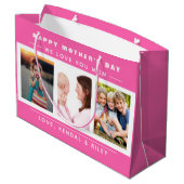 マザーズデイフォトコラージュピンクカスタム ラージペーパーバッグ (裏面アングル)