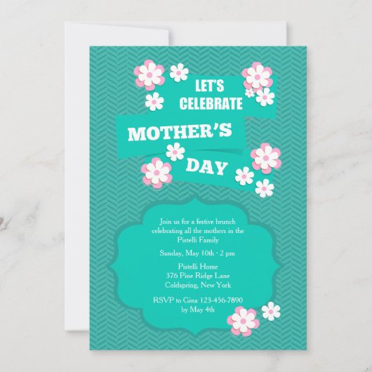 マザーズデイフラワー花びら招待状 招待状 (正面)