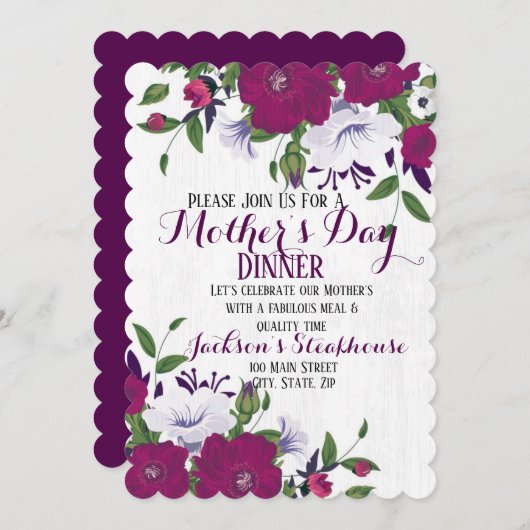 マザーズデイフローラ招待状フラットカード 招待状 (正面/裏面)