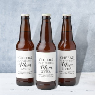 マザーズデイブラック&ホワイト応援最高の ビールラベル