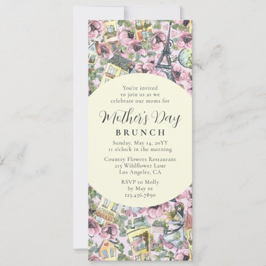 マザーズデイブランチエレガントパフランスのリ 招待状 (正面)