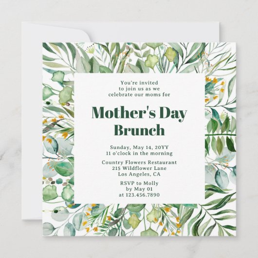 マザーズデイブランチエレガントボタニカルウォーター 招待状 (正面)