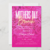 マザーズデイブランチネオンピンクローズ招待状 招待状 (正面)