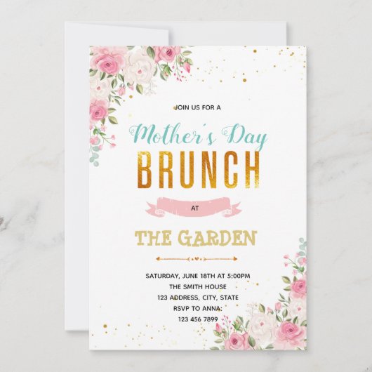 マザーズデイブランチパーティの招待状 招待状 (正面)