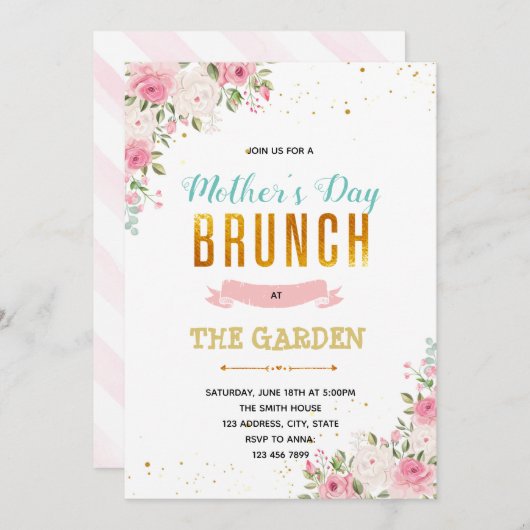 マザーズデイブランチパーティの招待状 招待状 (正面/裏面)