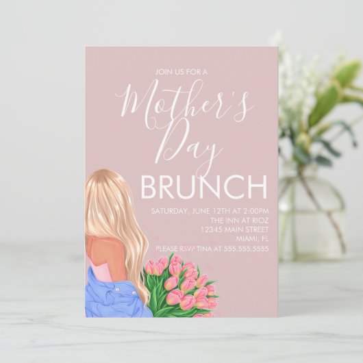 マザーズデイブランチフローラ赤面ピンクレディース 招待状 (スタンド正面)