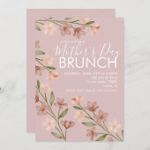 マザーズデイブランチフローラ赤面ピンク招待状 招待状 (正面/裏面)