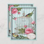 マザーズデイブランチヴィンテージバードケージ&バラ 招待状 (正面/裏面)