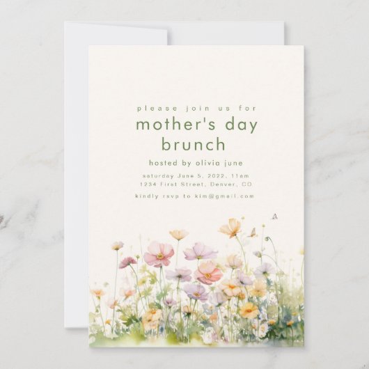 マザーズデイブランチ招待状テンプレート 招待状 (正面)