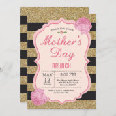 マザーズデイブランチ招待状ピンクフローラフラワー 招待状 (正面/裏面)