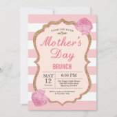 マザーズデイブランチ招待状ピンクフローラフラワー 招待状 (正面)