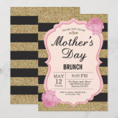 マザーズデイブランチ招待状ピンクフローラ花 招待状 (正面/裏面)