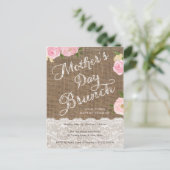 マザーズデイブランチ招待状ピンク素朴フローラ ポストカード (スタンド正面)