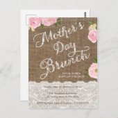 マザーズデイブランチ招待状ピンク素朴フローラ ポストカード (正面/裏面)