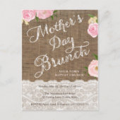 マザーズデイブランチ招待状ピンク素朴フローラ ポストカード (正面)