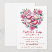 マザーズデイブランチ招待状 | ハートマカロン 招待状 (正面/裏面)