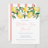 マザーズデイブランチ招待状、レモン&ピンクのアクセント ポストカード (正面/裏面)