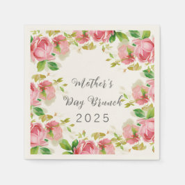 マザーズデイブランチ – ピンクのバラ スタンダードカクテルナプキン