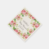 マザーズデイブランチ – ピンクのバラ スタンダードカクテルナプキン (角)