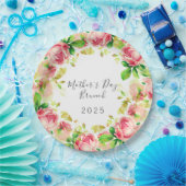 マザーズデイブランチ – ピンクのバラ ペーパープレート (パーティー)