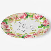 マザーズデイブランチ – ピンクのバラ ペーパープレート (アングル)