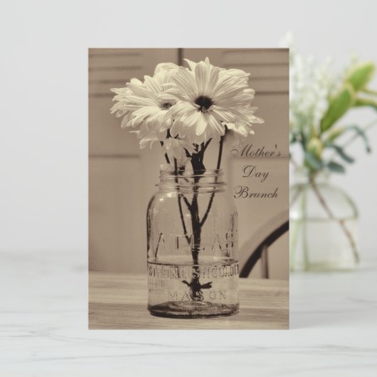 マザーズデイブルンチセピアメイソンジャー&デイジー 招待状 (スタンド正面)
