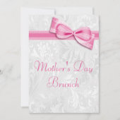 マザーズデイブルンチダマスクとピンクフェイクボウ 招待状 (正面)
