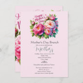 マザーズデイブルンチピンクフローラホリデー 招待状 (正面/裏面)