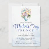 マザーズデイブルーウォーターカラーブランチフローラ 招待状 (正面)