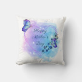 マザーズデイブルーバタフライフローラ クッション (正面)