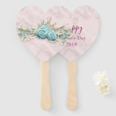 マザーズデイブルーバラとクラウンフローラブーケ ハンドファン (正面&裏面)