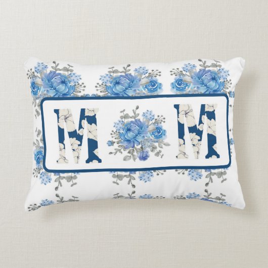 マザーズデイブルーフローラママ アクセントクッション (正面)