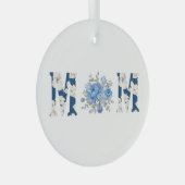 マザーズデイブルーフローラママ ガラスオーナメント (正面右)