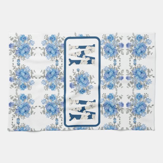 マザーズデイブルーフローラママ キッチンタオル (横)