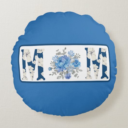 マザーズデイブルーフローラママ ラウンドクッション (正面)