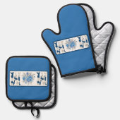 マザーズデイブルーフローラママ 鍋つかみ&鍋敷きセット (正面/裏面)