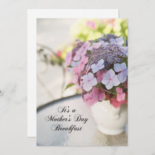 マザーズデイブレックファスト招待状ウィズフラワーズ 招待状 (正面/裏面)