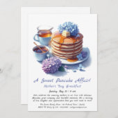 マザーズデイブレックファースト – パンケーキ&薄紫 招待状 (正面/裏面)