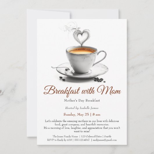 マザーズデイブレックファースト – ママと朝食 招待状 (正面)
