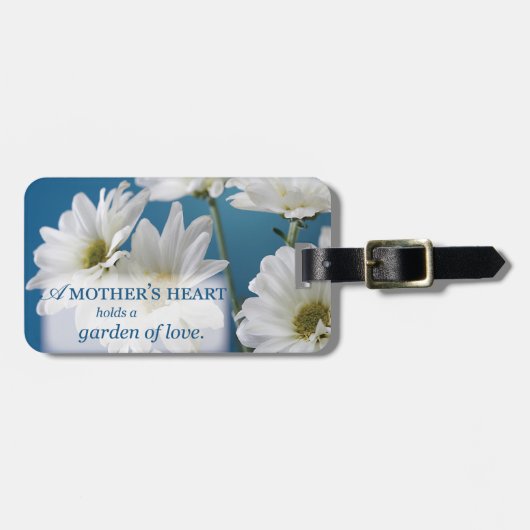 マザーズデイホワイトデイジーズガーデンオブラブブルースカイ ラゲッジタグ (正面横)