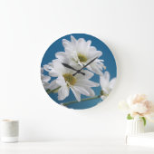 マザーズデイホワイトデイジーズガーデンオブラブブルースカイ ラージ壁時計 (ホーム)