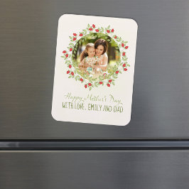 マザーズデイミニマリストバラ水彩リース マグネット